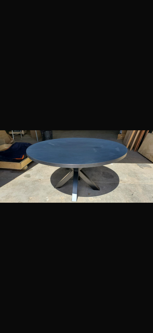 55" Round Maple Table – Stained Black | Scratch & Dent Sale