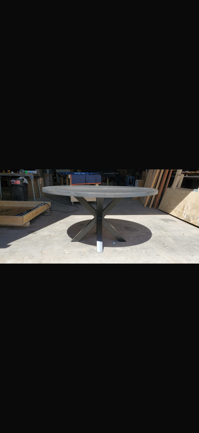 57" Round Oak Table – Stained Ebony | Scratch & Dent Sale