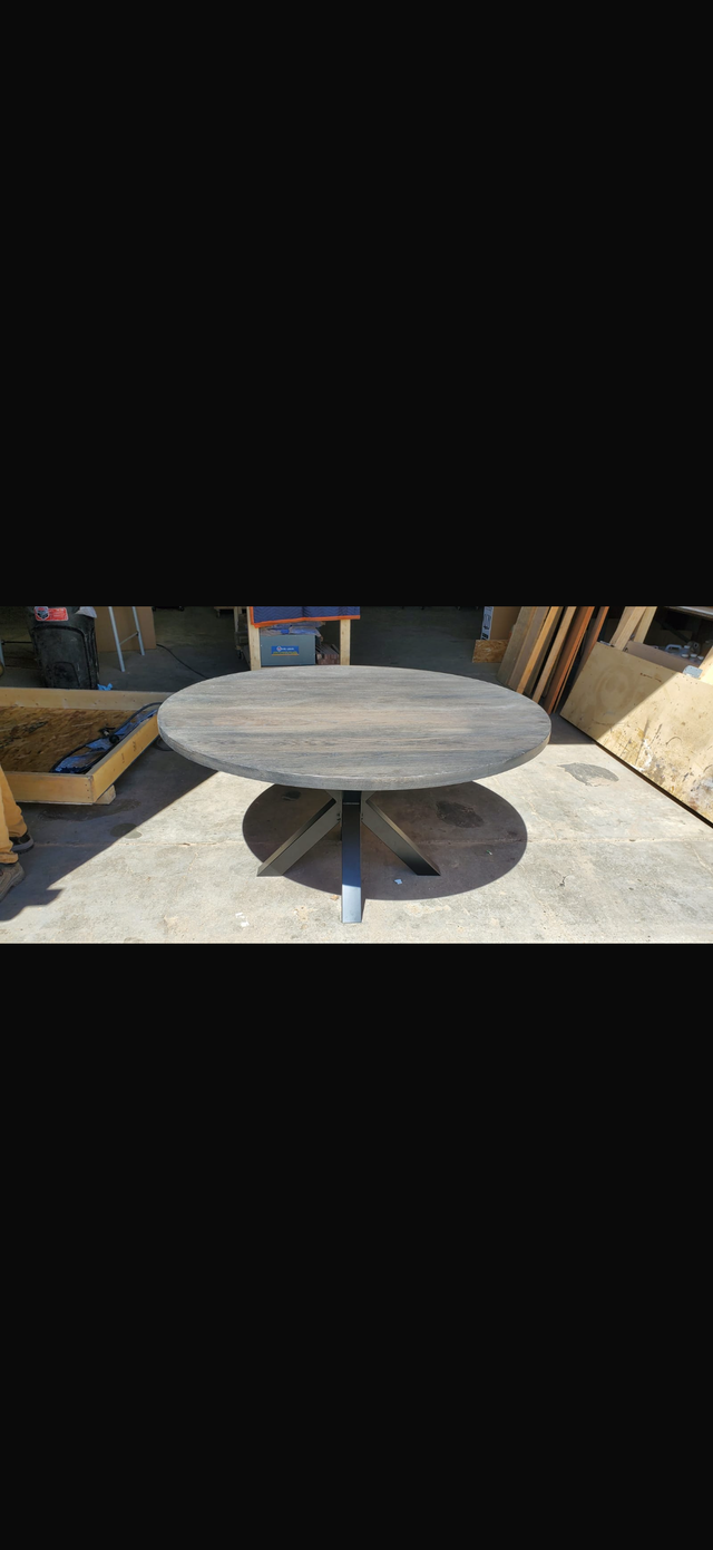 57" Round Oak Table – Stained Ebony | Scratch & Dent Sale