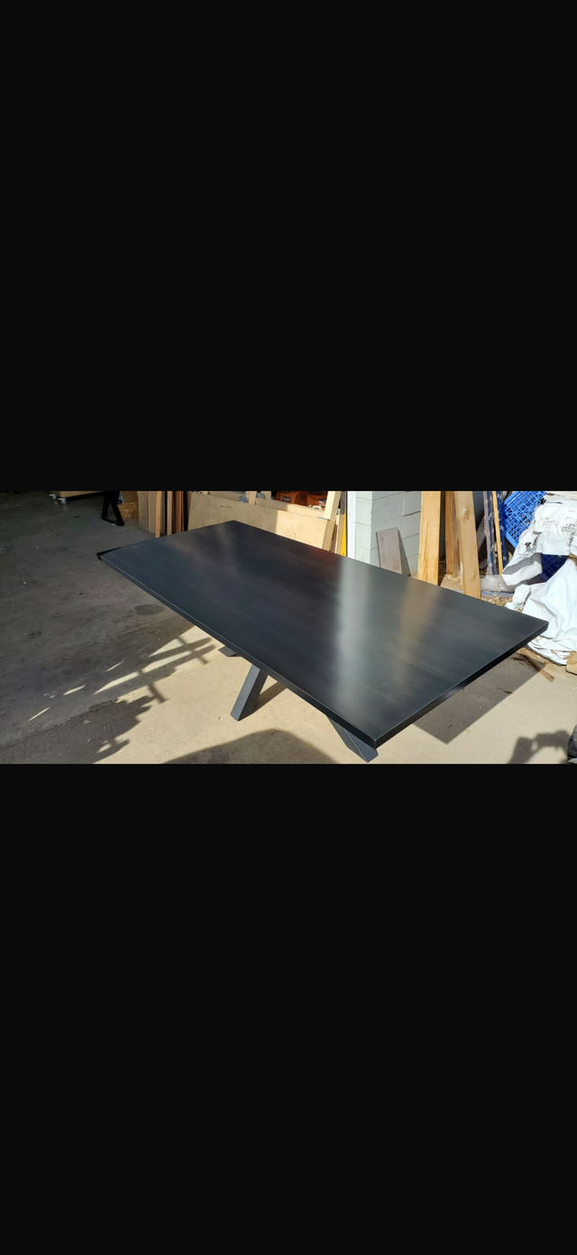 95" x 42" Maple Table – Stained Black | Scratch & Dent Sale